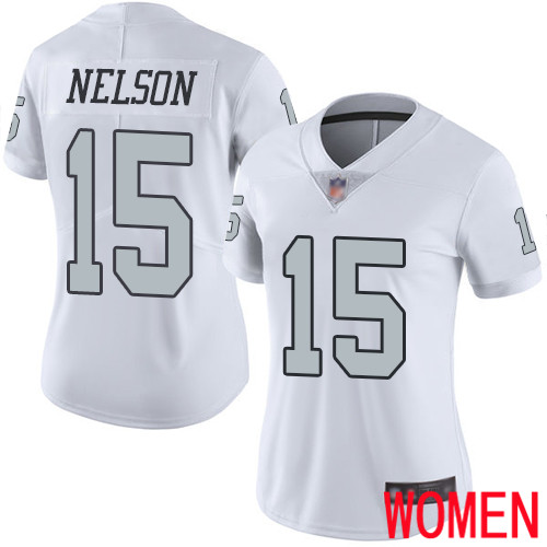 Oakland Raiders Limited White Women J  J  Nelson Jersey NFL Football #15 Rush Vapor Untouchable Jersey->women nfl jersey->Women Jersey